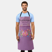 Tablier Papier bleu rose Arrière - plan violet (Porté)