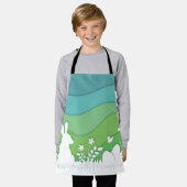 Tablier Papier lapin de Pâques coupé vert nature printemps (Porté)