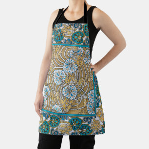 Tablier papier peint bleu art nouveau cyclamen
