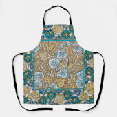 Tablier papier peint bleu art nouveau cyclamen (Recto)