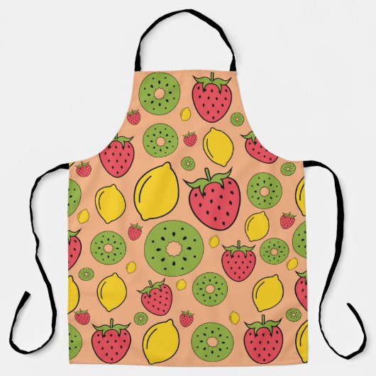 Tablier Papier peint fraise, citron et kiwi (Recto)
