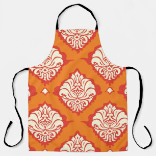 Tablier Papier peint orange damassé : floral sans soudure.