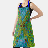 Tablier Papillon Abstrait Chartreuse et Bleu Tripant (Insitu)