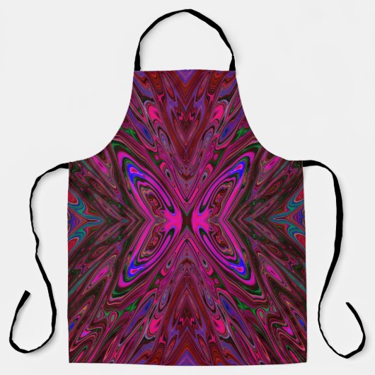 Tablier Papillon Abstrait Rose Chaude, Rouge et Bleu Tripp (Recto)