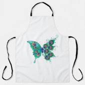 Tablier Papillon aux plumes de paon vert (Recto)