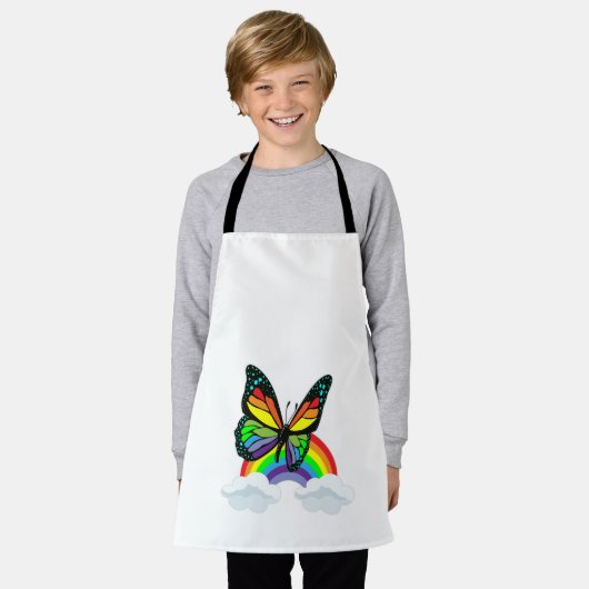 Tablier Papillon avec arc-en-ciel (Porté)