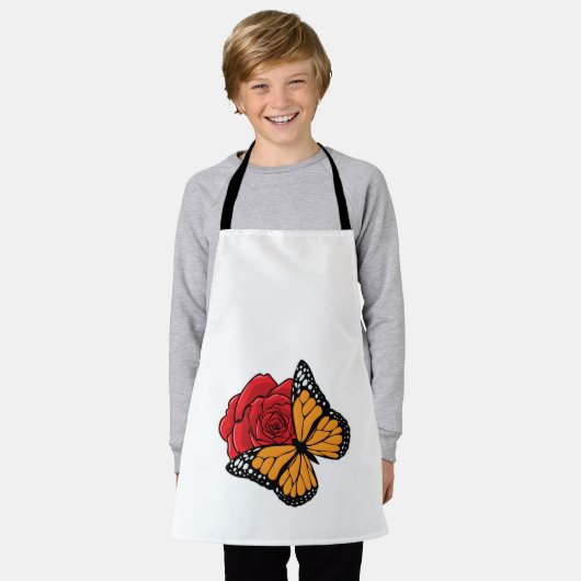 Tablier Papillon avec Rose (Porté)