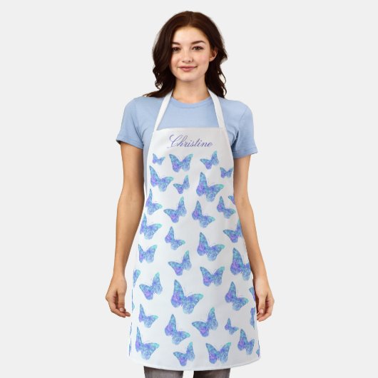 Tablier papillon bleu (Porté)