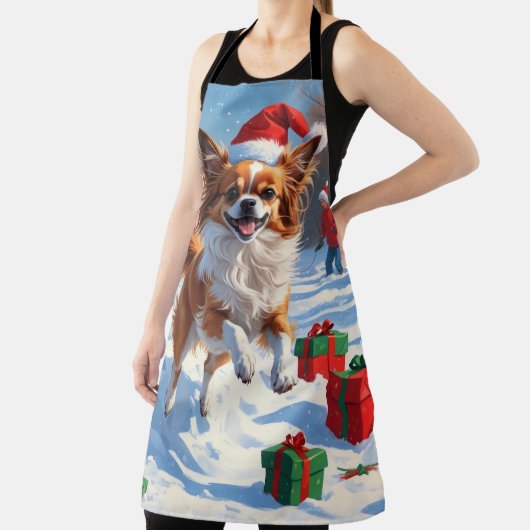 Tablier Papillon Chien courant dans la neige avec Casquett (Insitu)