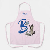 Tablier Papillon de chat siamois monogramme initial B nom (Recto)