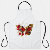Tablier Papillon de fleurs rouges aux roses rouges (Recto)