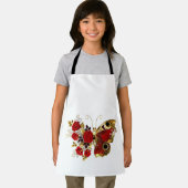 Tablier Papillon de fleurs rouges aux roses rouges (Insitu)
