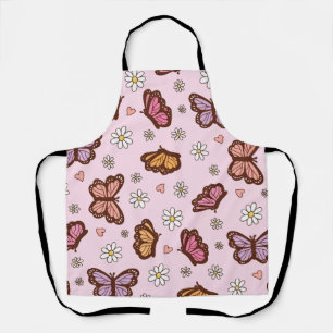 Tablier Papillon et fleurs motif sans couture