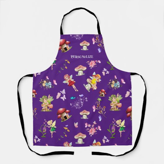 Tablier Papillon Fée Champagne Violet à thème (Recto)