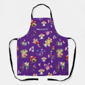 Tablier Papillon Fleur Fée Champignon Thème Violet (Recto)