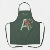 Tablier Papillon Fleur Monogramme Initiale A Personnalisé (Recto)