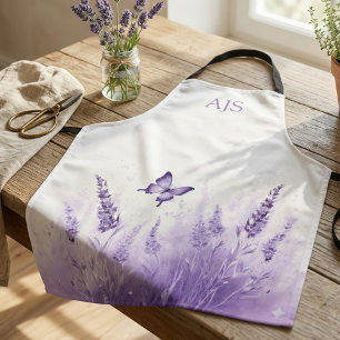 Tablier Papillon Fleur Sauvage Lavande Floral Monogramme
