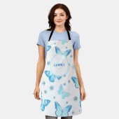 Tablier Papillon floral bleu personnalisé (Porté)