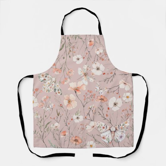 Tablier Papillon floral Fleur sauvage Boho (Recto)