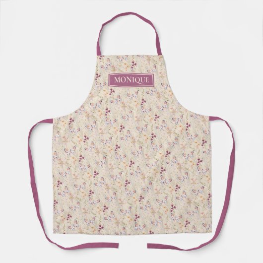 Tablier Papillon floral Monogramme (Recto)