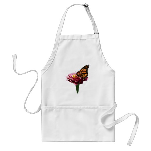 Tablier Papillon Monarque sur rose Zinnia (Devant)