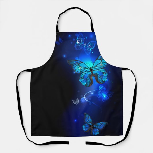 Tablier Papillon Morpho sur fond sombre (Recto)