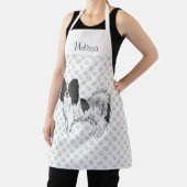 Tablier Papillon noir et blanc mignon chien avec texte per (Insitu)
