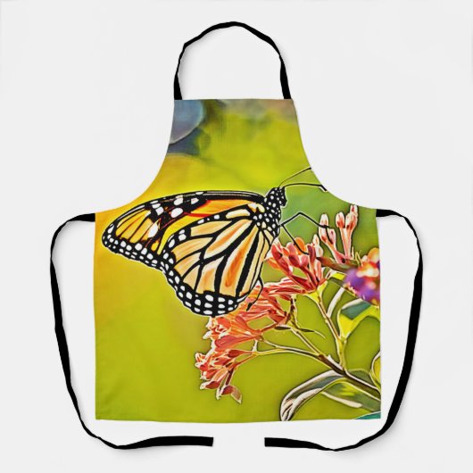 Tablier Papillon orange sur la conception de fleurs roses (Recto)