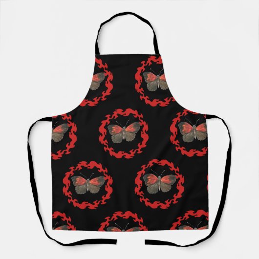 Tablier Papillon rouge dans un cercle de feu - Symbole de (Recto)