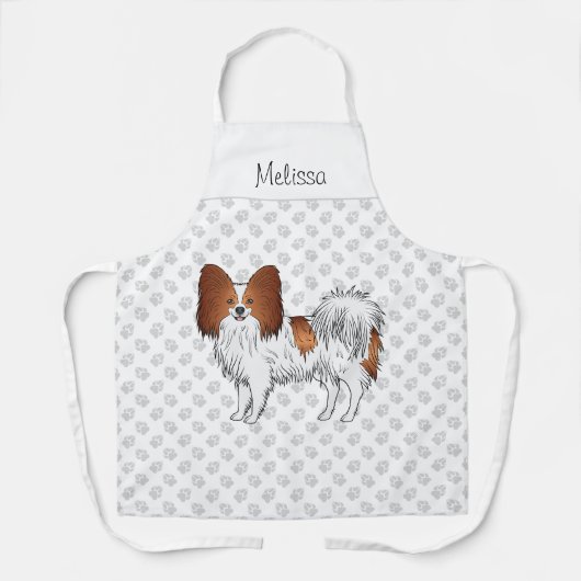 Tablier Papillon Rouge Et Blanc Cut Chien Avec Texte Perso (Recto)