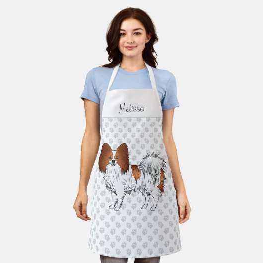 Tablier Papillon Rouge Et Blanc Mignon Chien Avec Texte Pe (Porté)