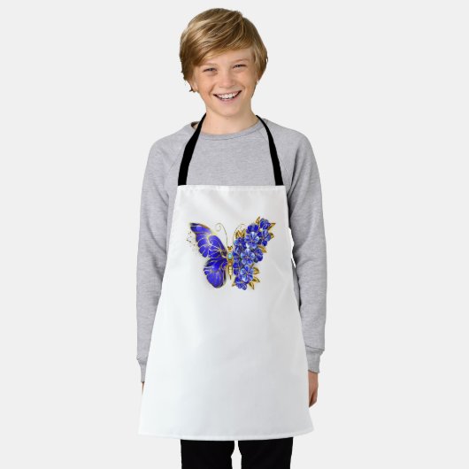 Tablier Papillon saphir à fleurs (Porté)