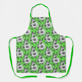 Tablier Papillon sur Motif de fleurs Design vert (Recto)
