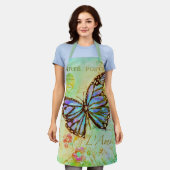 Tablier papillon turquoise et violet (Porté)