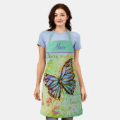 tablier papillon turquoise et violet (Porté)