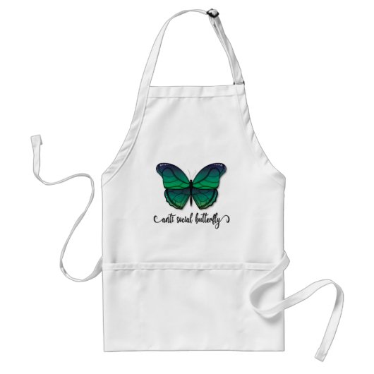Tablier Papillon vert anti-social (Devant)