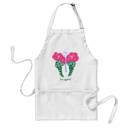 Tablier papillon vert rose et émeraude (Devant)