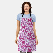 Tablier Papillons Aquarelle Magenta Rose (Porté)