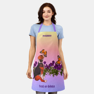 Tablier Papillons beagles Fleurs Animaux Personnalisés