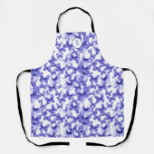 Tablier Papillons bleus Moderne Élégant Monogramme personn (Recto)