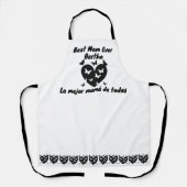 Tablier Papillons & Coeur Nom personnalisé, Blanc bilingue (Recto)