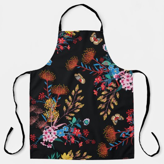 Tablier Papillons de jardin fleuris Style Liberty (Recto)