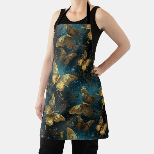 Tablier Papillons d'or sur toute la surface d'impression (Insitu)