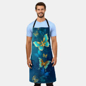 Tablier Papillons d'or sur un Arrière - plan bleu (Porté)