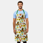 Tablier Papillons et fleurs jaunes Imprimer tout (Porté)