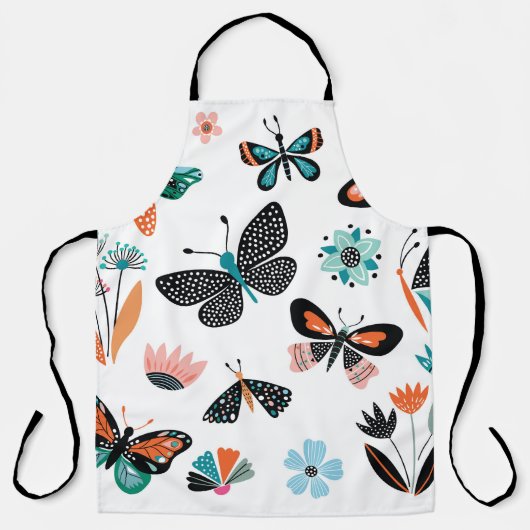 Tablier Papillons Fleurs : Collection Dessinée à la main (Recto)