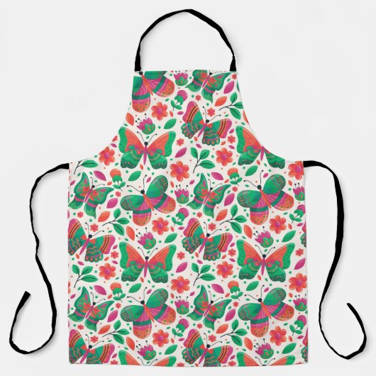 Tablier Papillons, Fleurs et Feuilles (Recto)