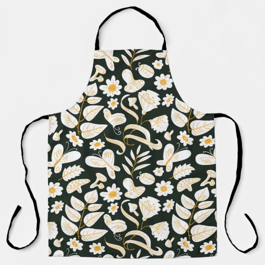 Tablier Papillons & Fleurs : Motif d'été Doodle. (Recto)