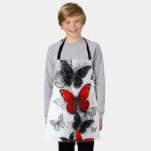 Tablier Papillons noirs et rouges volants (Porté)