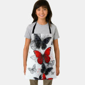 Tablier Papillons noirs et rouges volants (Insitu)